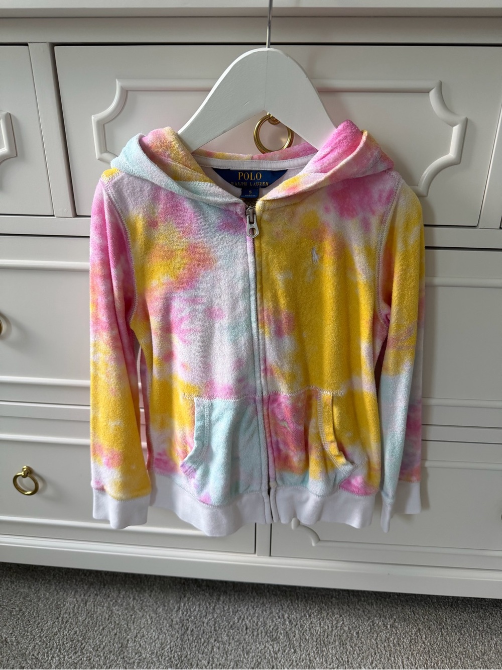 Polo by Ralph Lauren Girls Tie-Dye Hoodie Jacket - Pink Yellow Blue